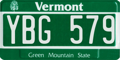VT license plate YBG579