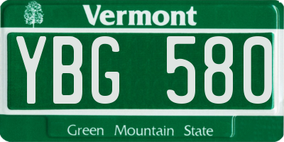 VT license plate YBG580