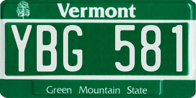 VT license plate YBG581