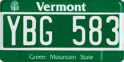 VT license plate YBG583