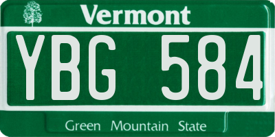 VT license plate YBG584
