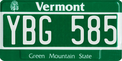 VT license plate YBG585