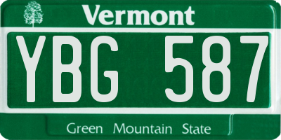 VT license plate YBG587