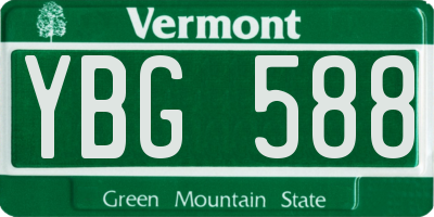 VT license plate YBG588
