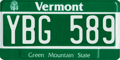 VT license plate YBG589