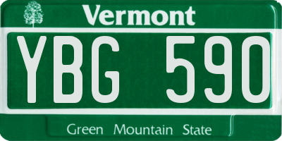VT license plate YBG590