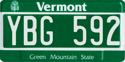 VT license plate YBG592