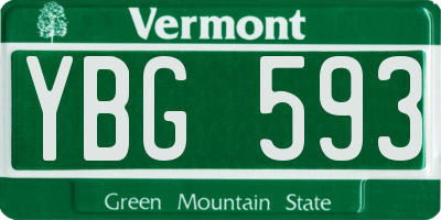 VT license plate YBG593