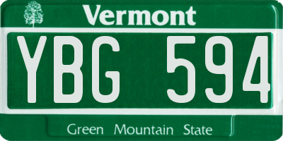 VT license plate YBG594