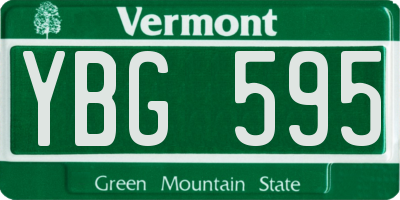 VT license plate YBG595