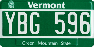 VT license plate YBG596