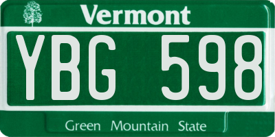 VT license plate YBG598