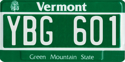 VT license plate YBG601