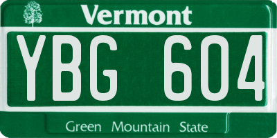 VT license plate YBG604