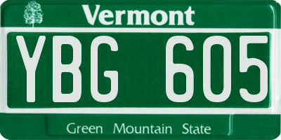 VT license plate YBG605