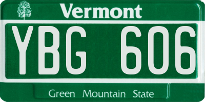 VT license plate YBG606