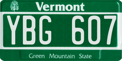 VT license plate YBG607
