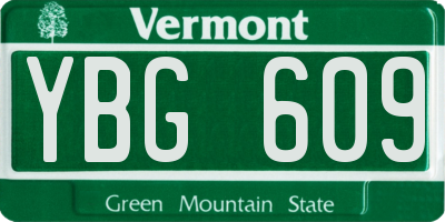 VT license plate YBG609