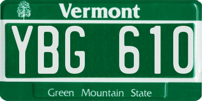 VT license plate YBG610