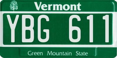 VT license plate YBG611