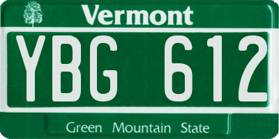 VT license plate YBG612