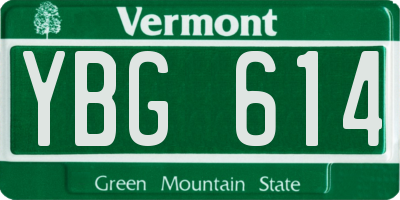 VT license plate YBG614