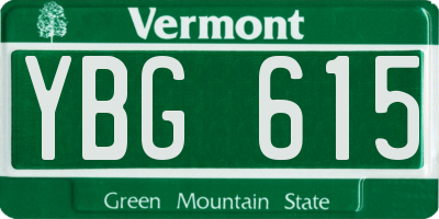 VT license plate YBG615