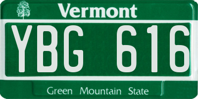 VT license plate YBG616