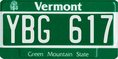 VT license plate YBG617