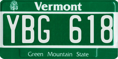 VT license plate YBG618