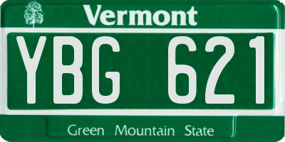 VT license plate YBG621