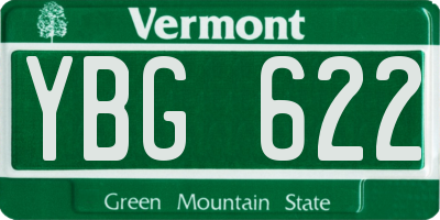 VT license plate YBG622
