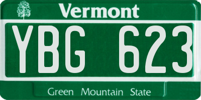 VT license plate YBG623