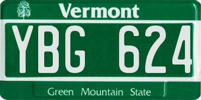VT license plate YBG624