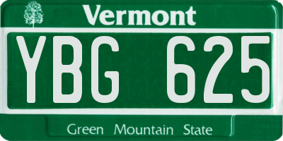 VT license plate YBG625