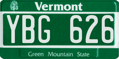 VT license plate YBG626