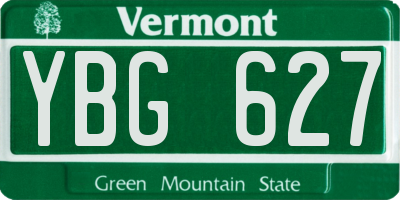 VT license plate YBG627