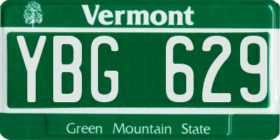 VT license plate YBG629