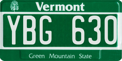 VT license plate YBG630