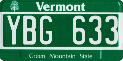 VT license plate YBG633