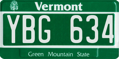 VT license plate YBG634