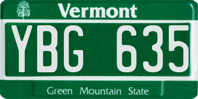 VT license plate YBG635