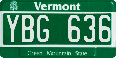 VT license plate YBG636