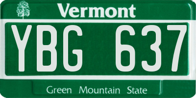 VT license plate YBG637