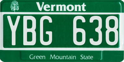 VT license plate YBG638