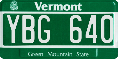 VT license plate YBG640