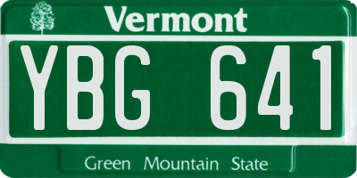 VT license plate YBG641