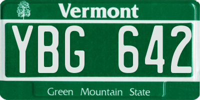 VT license plate YBG642