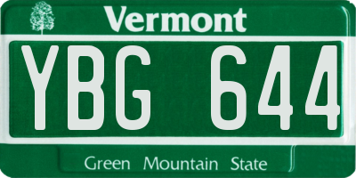 VT license plate YBG644