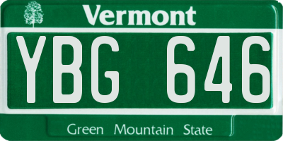VT license plate YBG646
